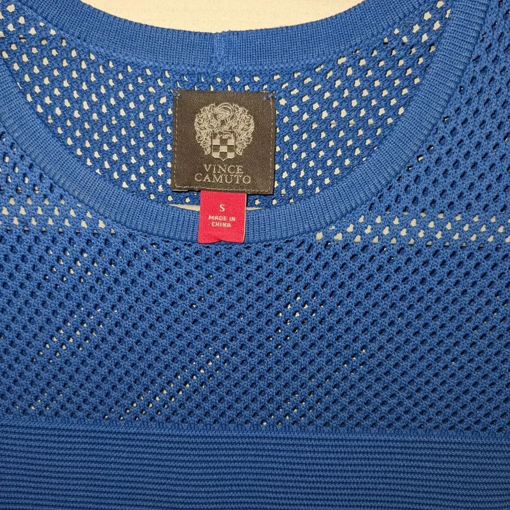 NWOT Vince Camuto Dress Blue Casual Knit Flare Women's Small Stretchy Spring - Picture 9 of 9